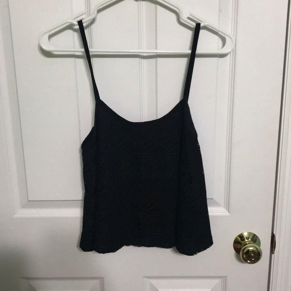 Black flowy lace crop top